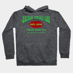 Birthday Vintage Year - Twelve Years Old Hoodie